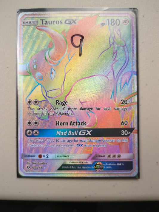 Tauros GX - 156/149 - Full Art Secret Rare Sun & Moon Set - Pokemon Card - NM