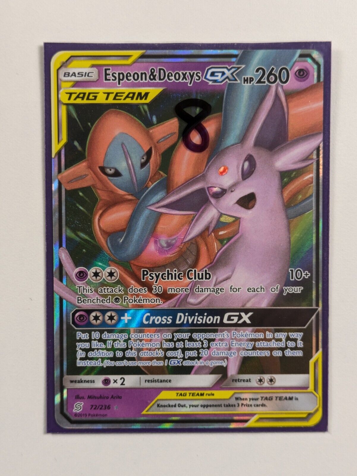 Espeon & Deoxys GX - 72/236 - Ultra Rare Unified Minds - Pokemon Card - NM