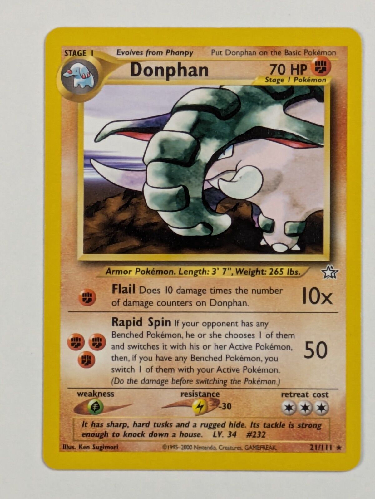 Donphan - 21/111 - Rare Unlimited Neo Genesis - Pokemon Card - NM