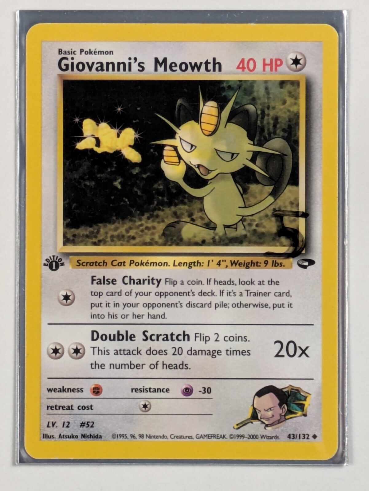 Giovanni's Meowth - 43/132 - Uncommon 1st Edition Gym Challenge - Pokemon - NM