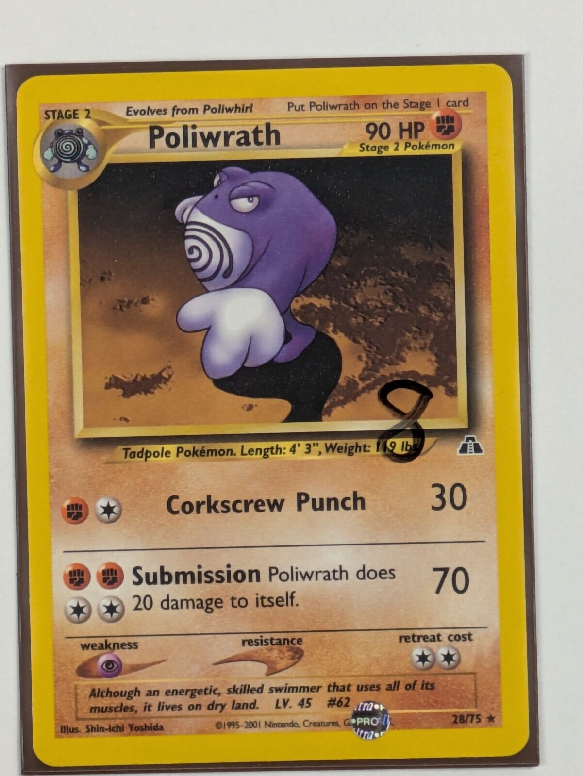 Poliwrath - 28/75 - Rare Unlimited Neo Discovery - Pokemon Card - NM