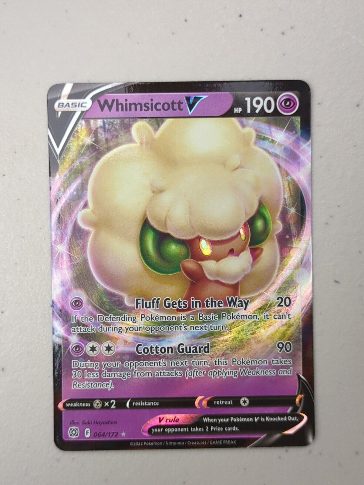 Whimsicott V - 064/172 - Ultra Rare Brilliant Stars - Pokemon Card - NM