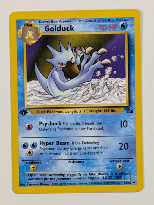 Golduck - 35/62 - Uncommon 1st Edition Fossil - Pokemon Card - NM