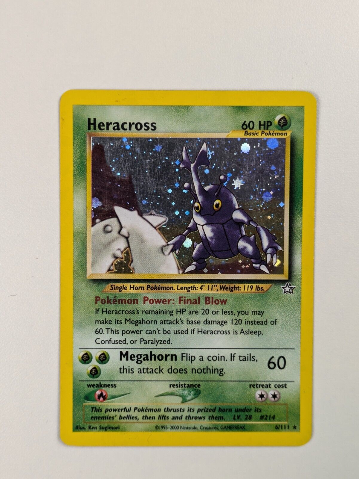 Heracross - 6/111 - Holo Unlimited Neo Genesis - Pokemon Card - LP