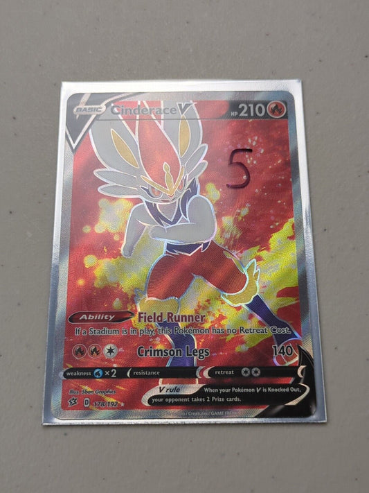 Cinderace V - 178/192 - Full Art Ultra Rare Rebel Clash Set - Pokemon Card - NM