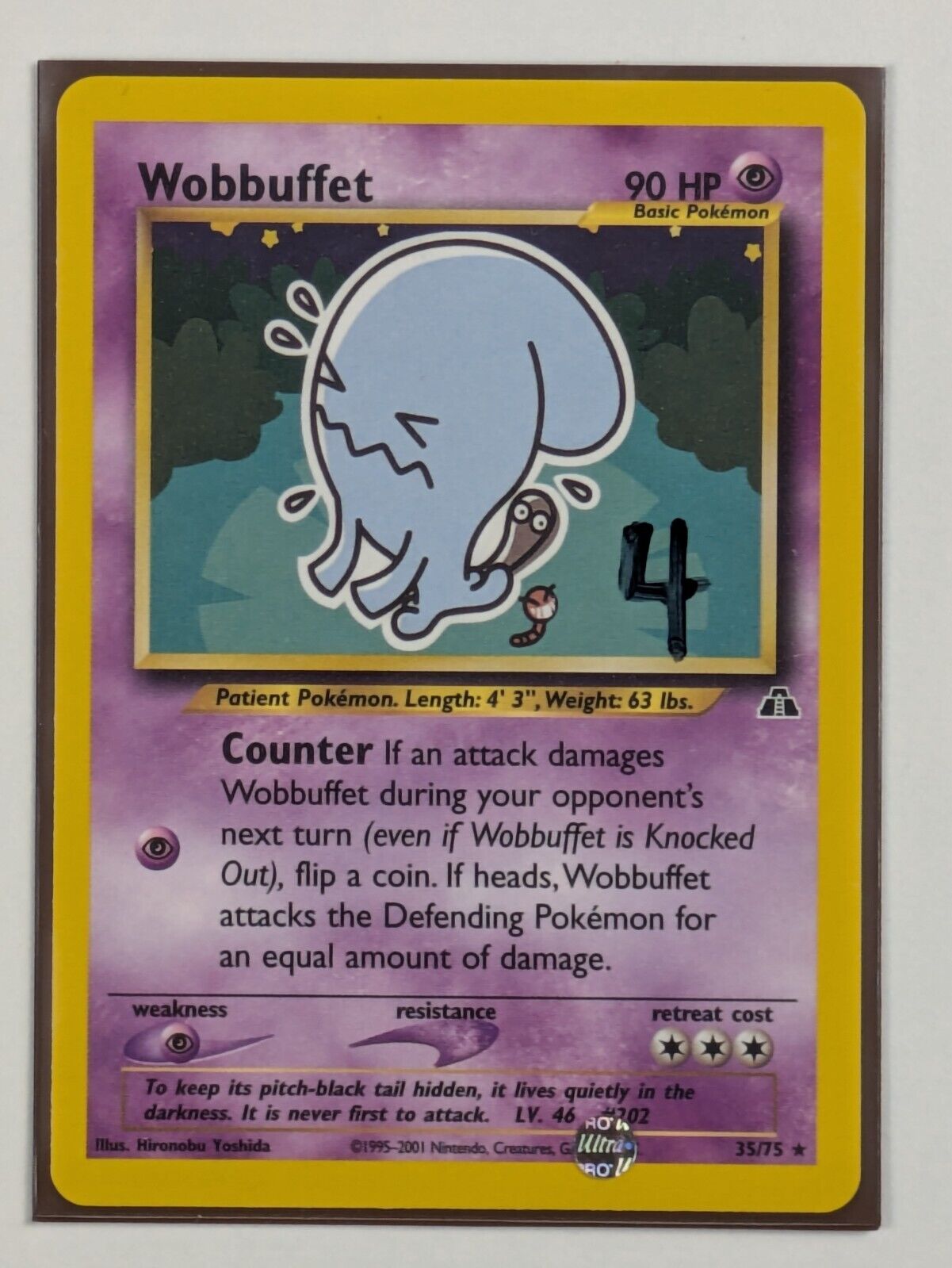 Wobbuffet - 35/75 - Rare Unlimited Neo Discovery - Pokemon Card - NM