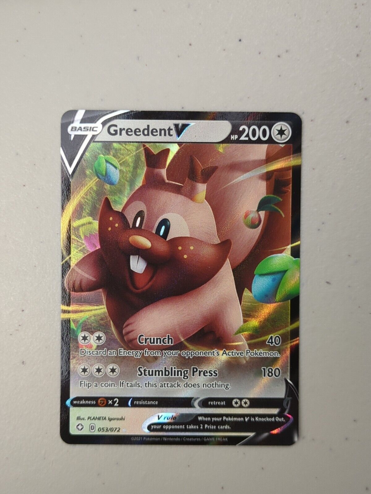 Greedent V - 053/072 - Ultra Rare Shining Fates - Pokemon Card - NM