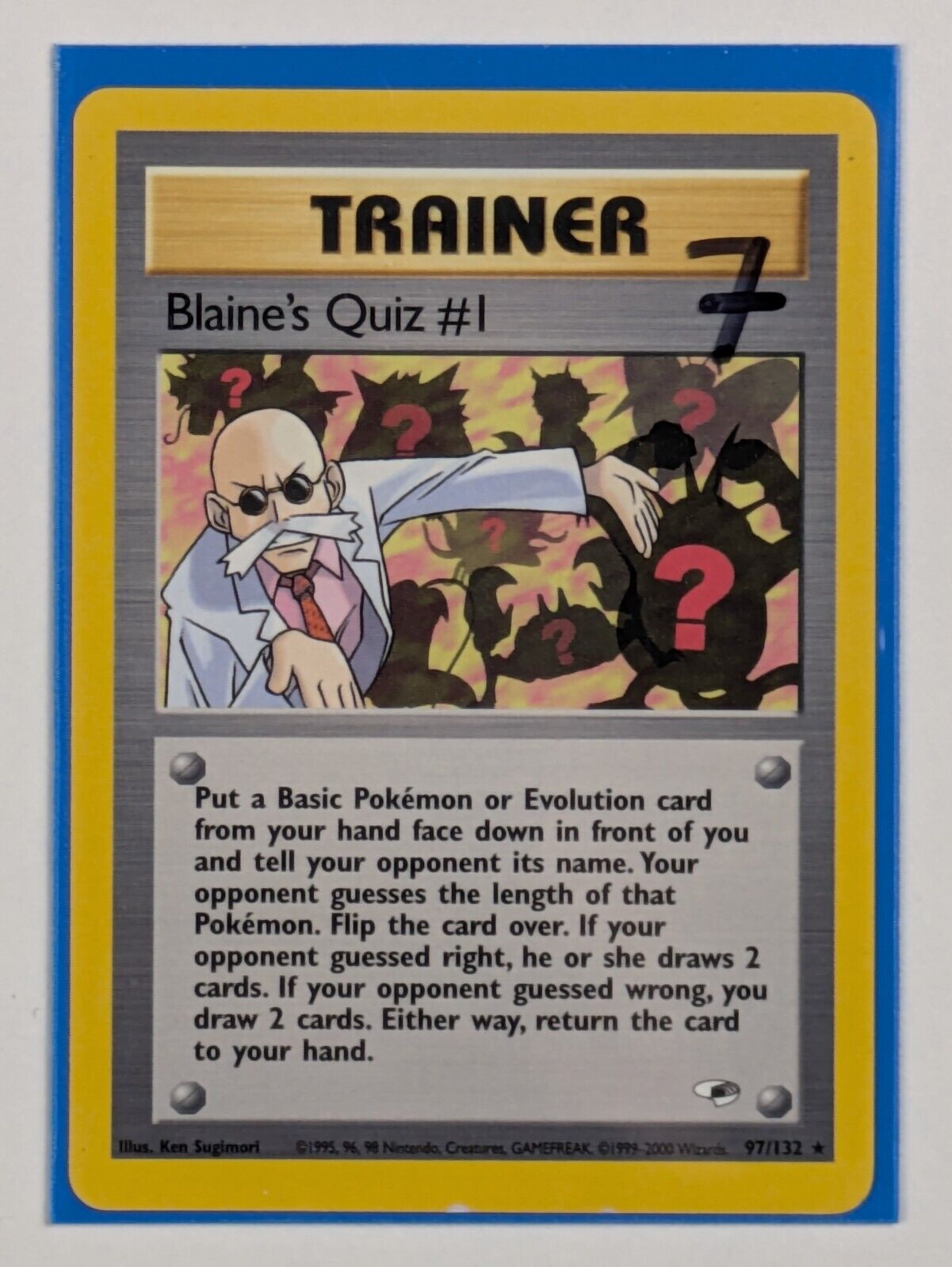 Blaine's Quiz #1 - 97/132 - Rare Unlimited Gym Heroes - Pokemon Card - NM