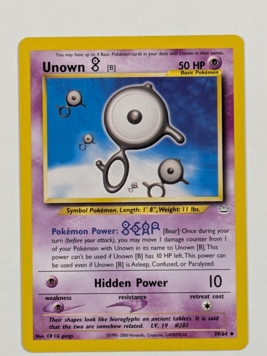 Unown B - 39/64 - Uncommon Unlimited Neo Revelation - Pokemon Card - NM