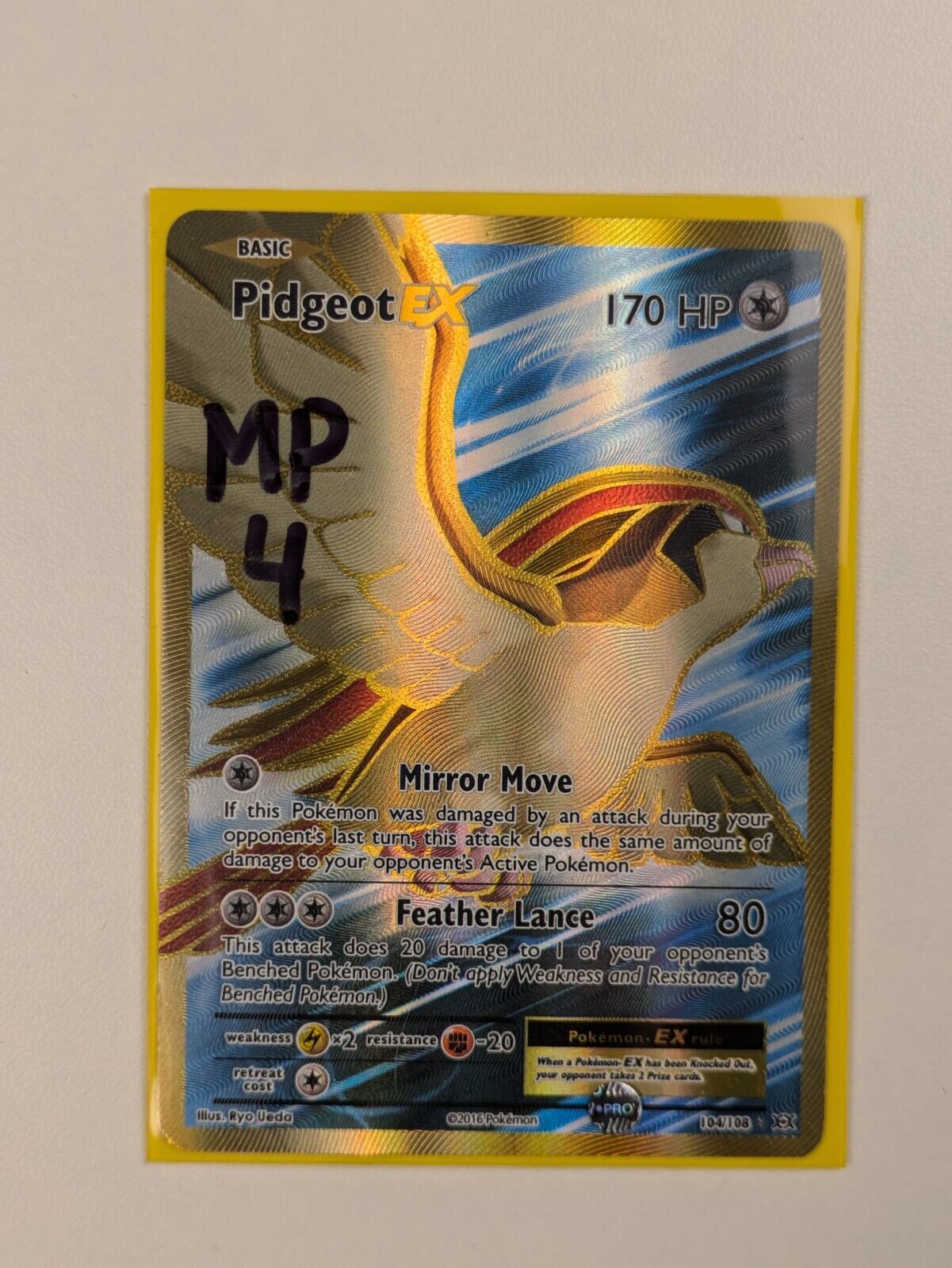 Pidgeot EX - 104/108 - Full Art Ultra Rare Evolutions - Pokemon Card - MP