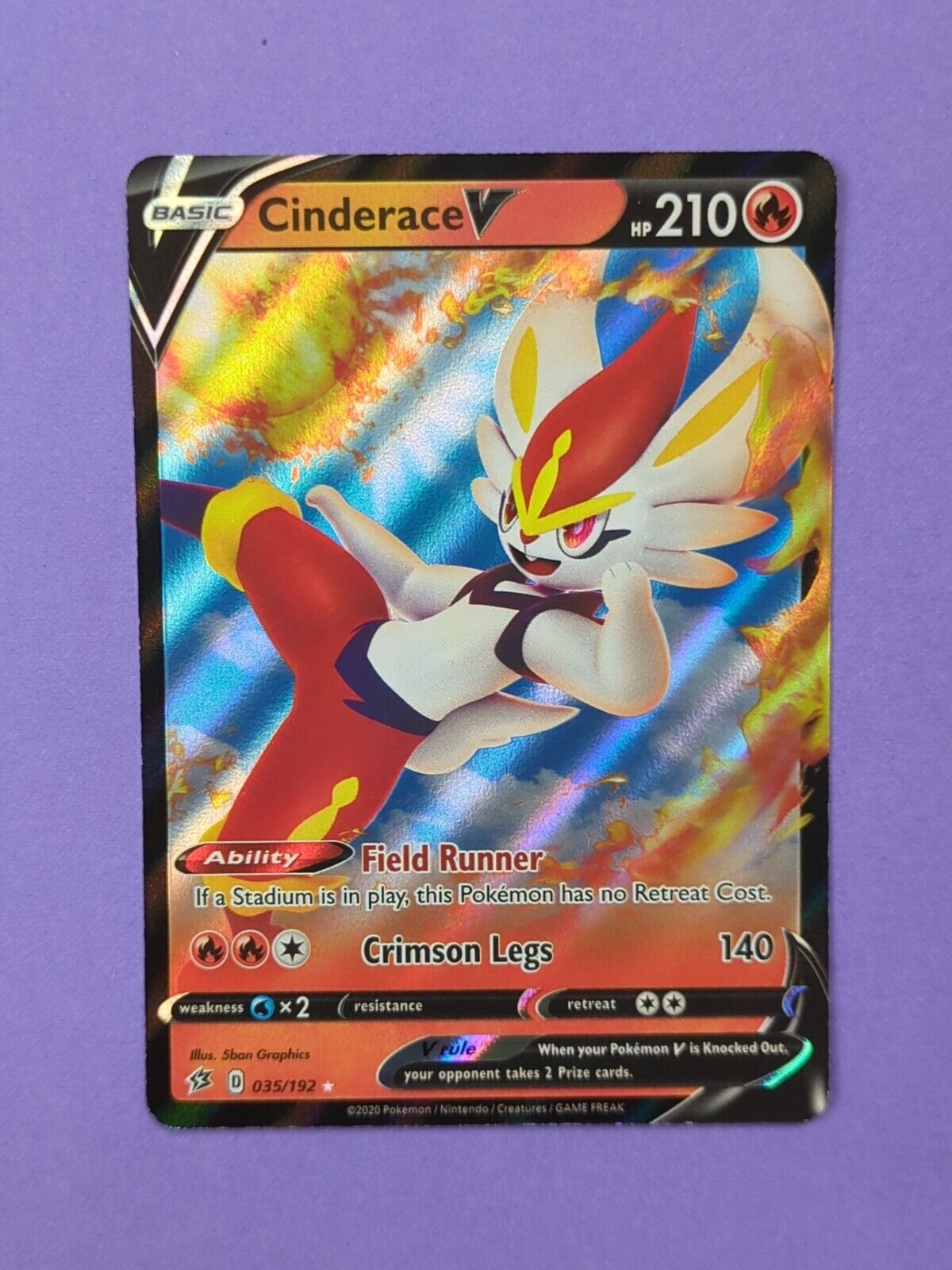 Cinderace V - 035/192 - Ultra Rare Rebel Clash - Pokemon - NM