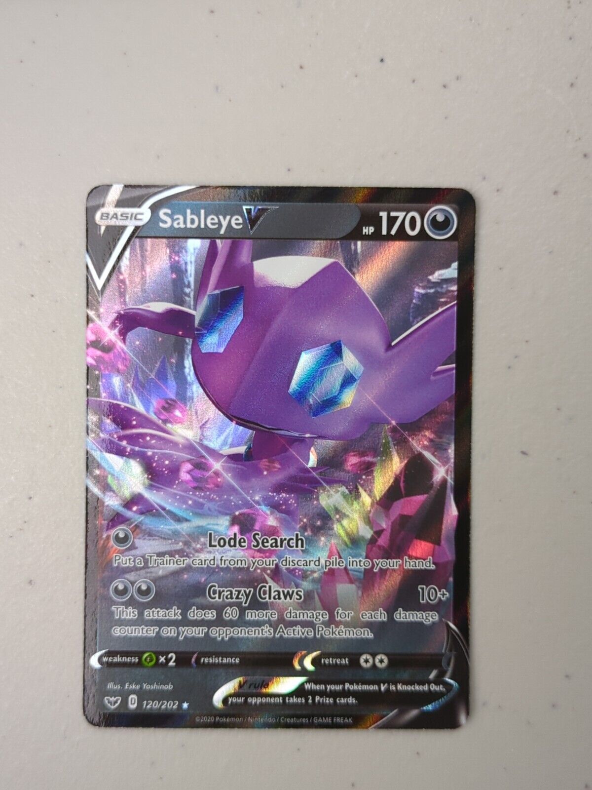 Sableye V - 120/202 - Ultra Rare Sword & Shield - Pokemon Card - NM