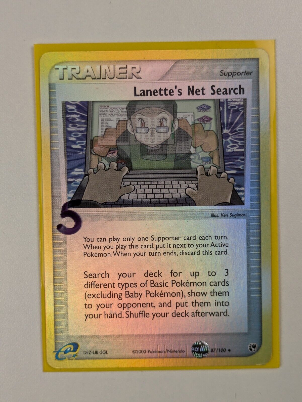 Lanette's Net Search - 87/100 - Reverse Holo Sandstorm - Pokemon Card - NM