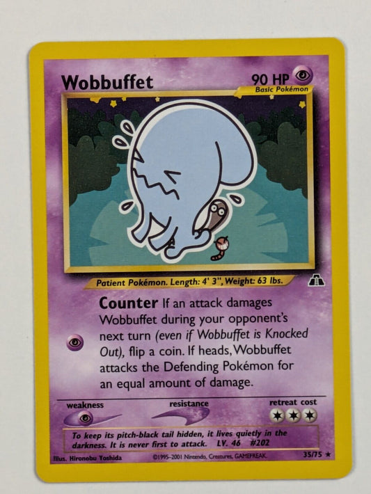 Wobbuffet - 35/75 - Rare Unlimited Neo Discovery - Pokemon Card - NM