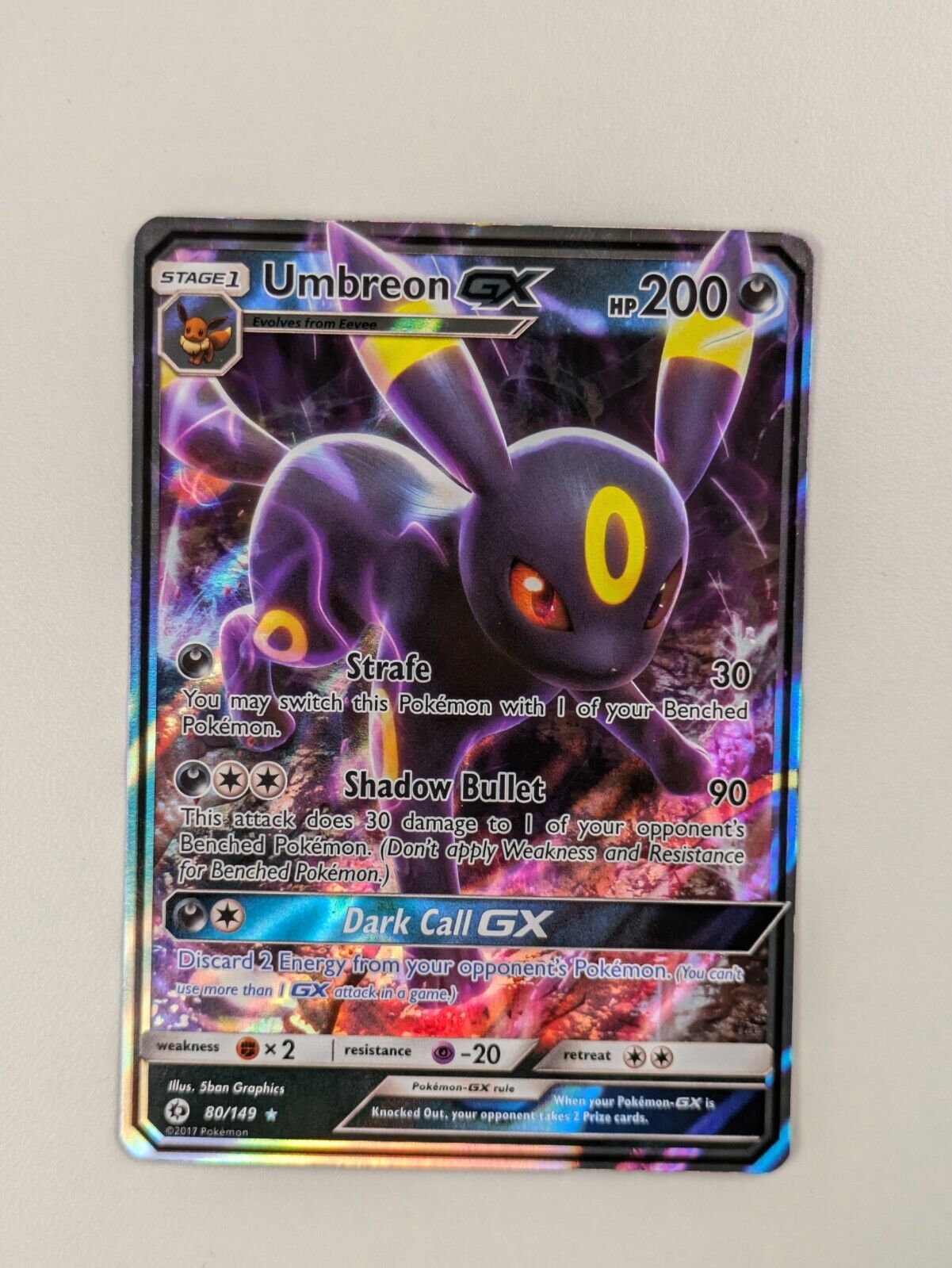 Umbreon GX - 80/149 - Ultra Rare Sun & Moon - Pokemon Card - NM