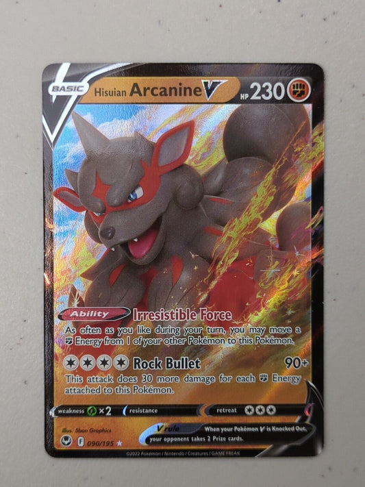 Hisuian Arcanine V - 090/195 - Ultra Rare Silver Tempest - Pokemon Card - NM