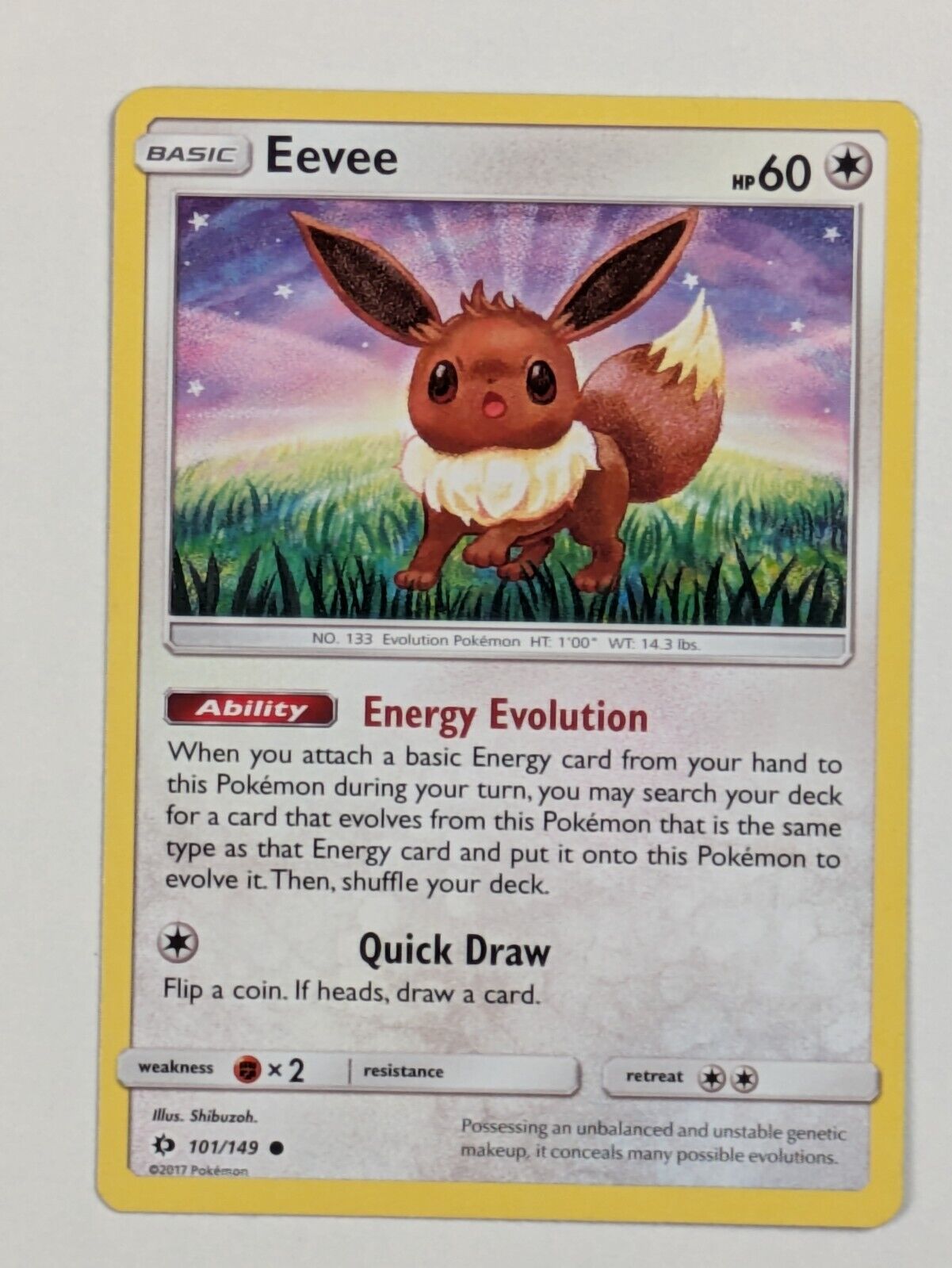 Eevee - 101/149 - Common Sun & Moon - Pokemon Card - NM