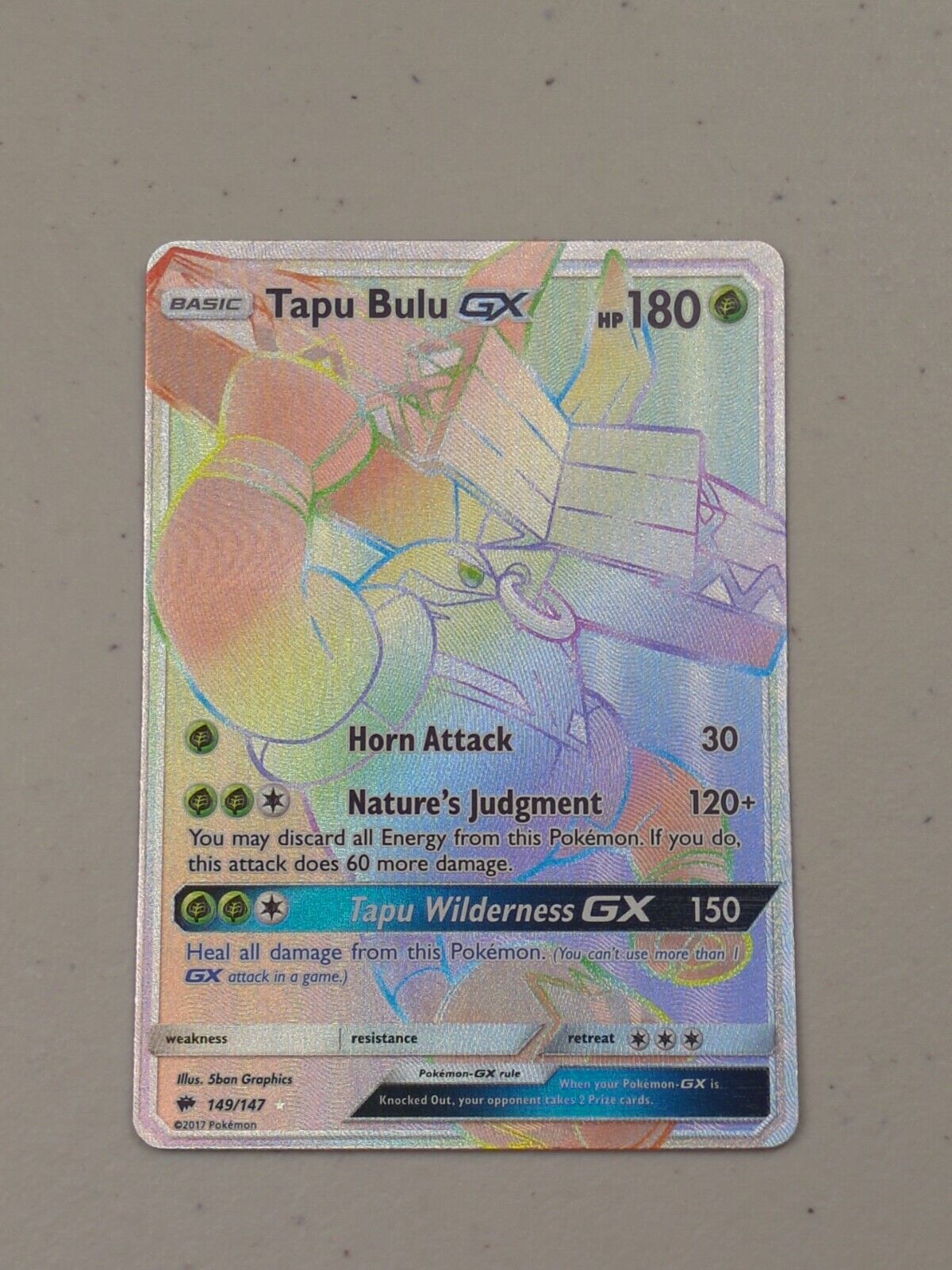 Tapu Bulu GX - 149/147 - Secret Rare Burning Shadows - Pokemon Card - NM