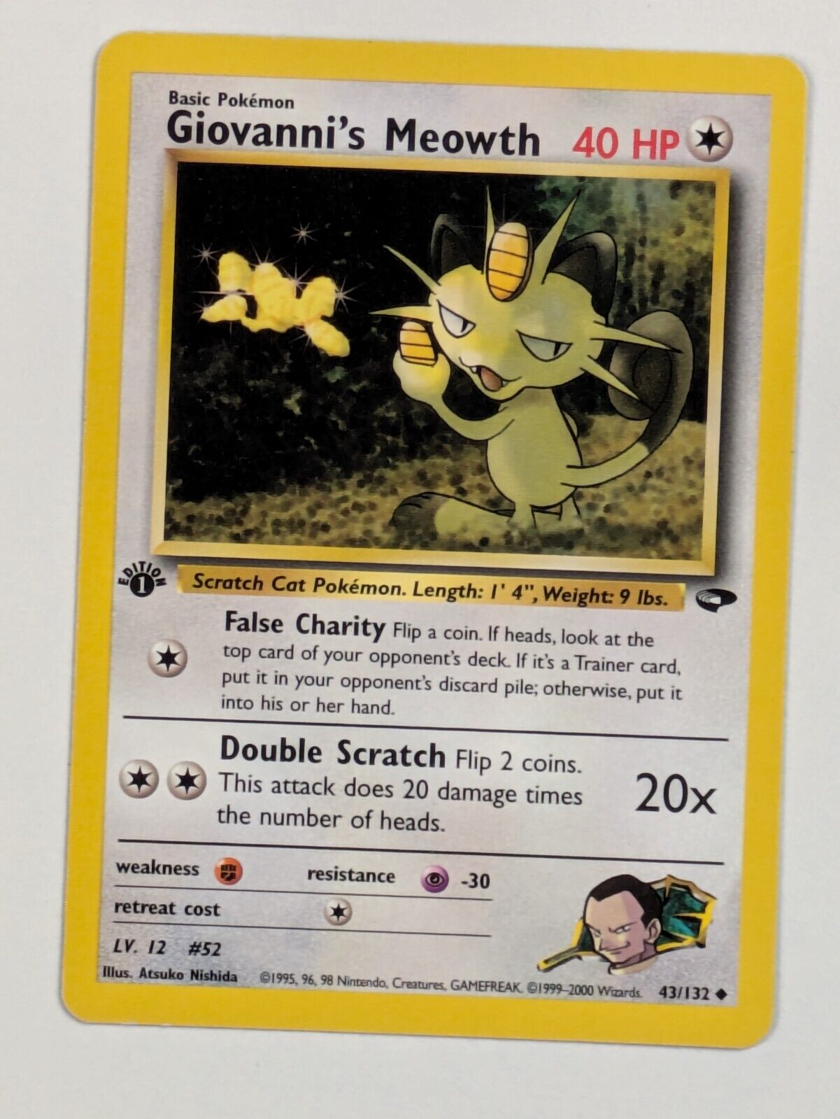 Giovanni's Meowth - 43/132 - Uncommon 1st Edition Gym Challenge - Pokemon - NM