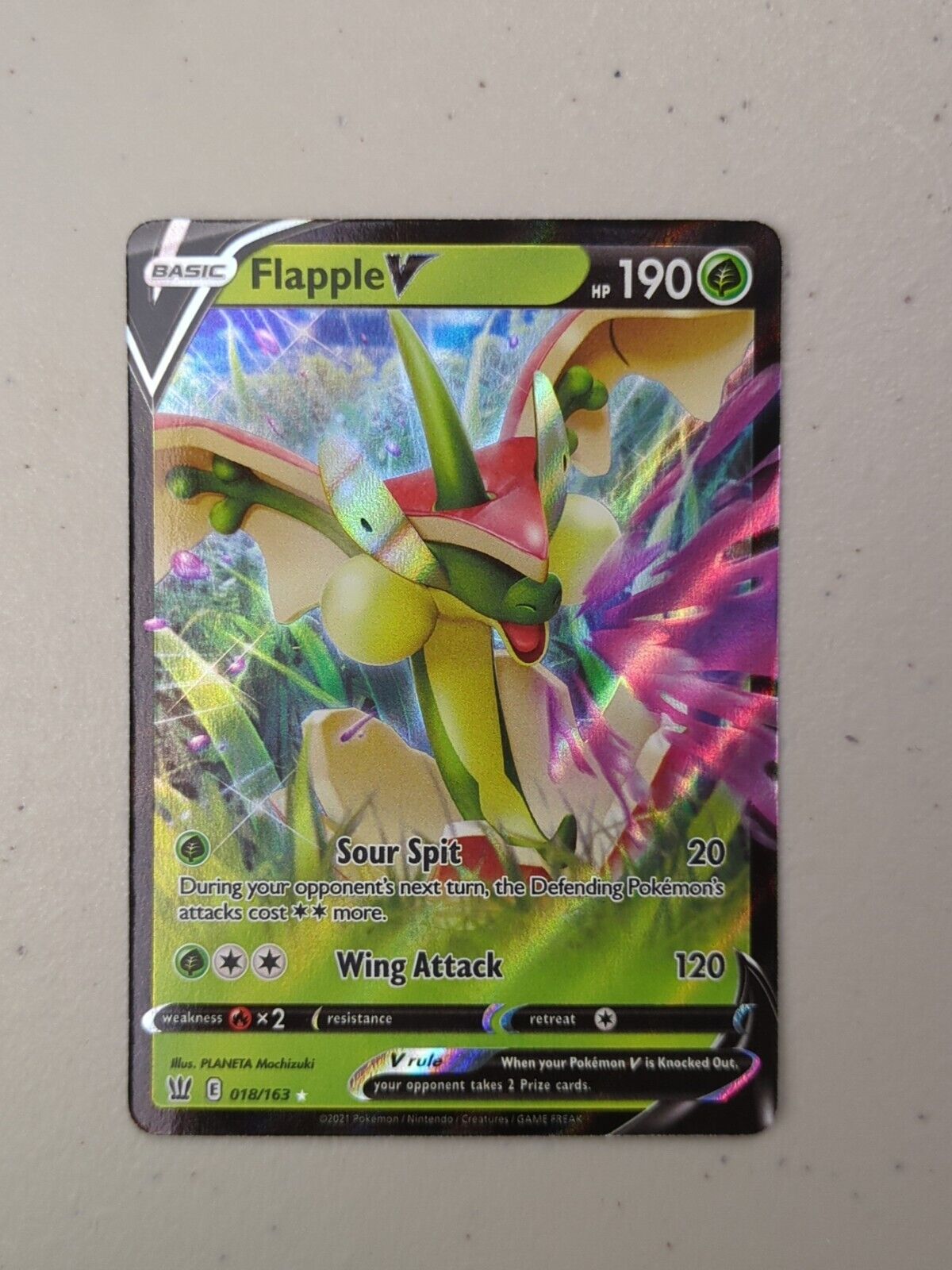 Flapple V - 018/163 - Ultra Rare Battle Styles - Pokemon Card - NM