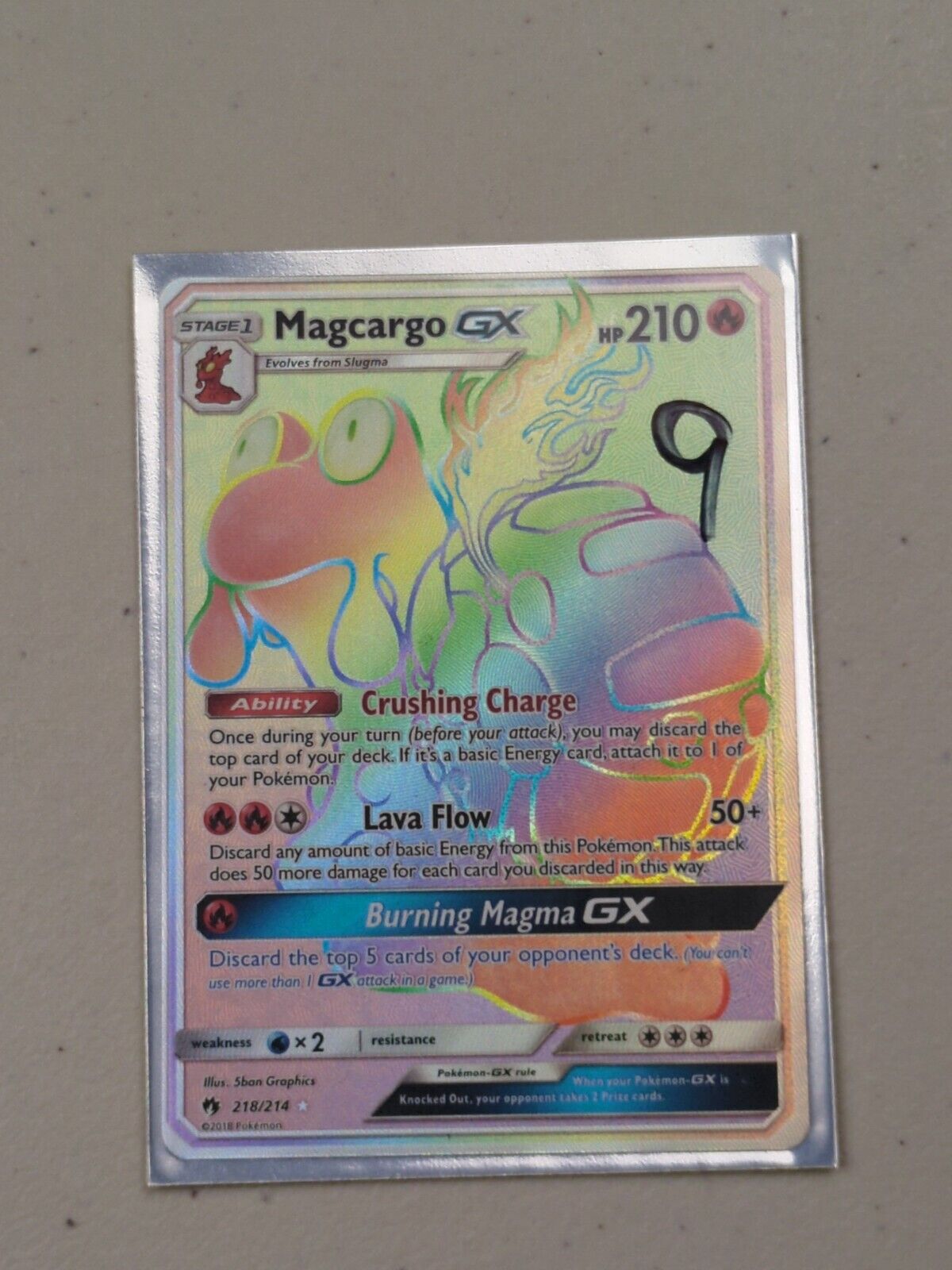 Magcargo GX - 218/214 - Hyper Rare Lost Thunder - Pokemon Card - NM