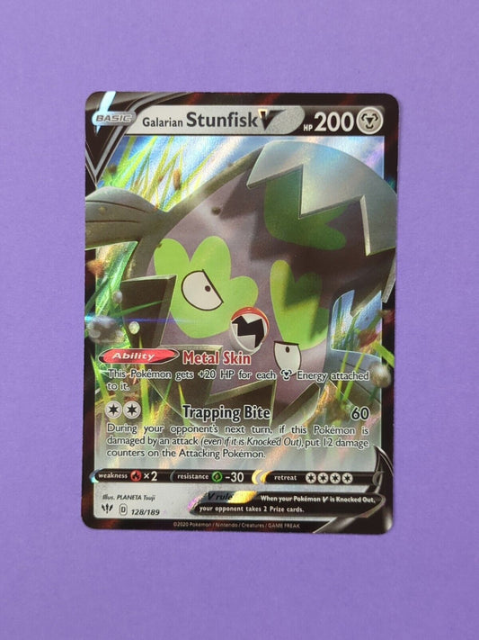 Galarian Stunfisk V - 128/189 - Ultra Rare Darkness Ablaze - Pokemon - NM