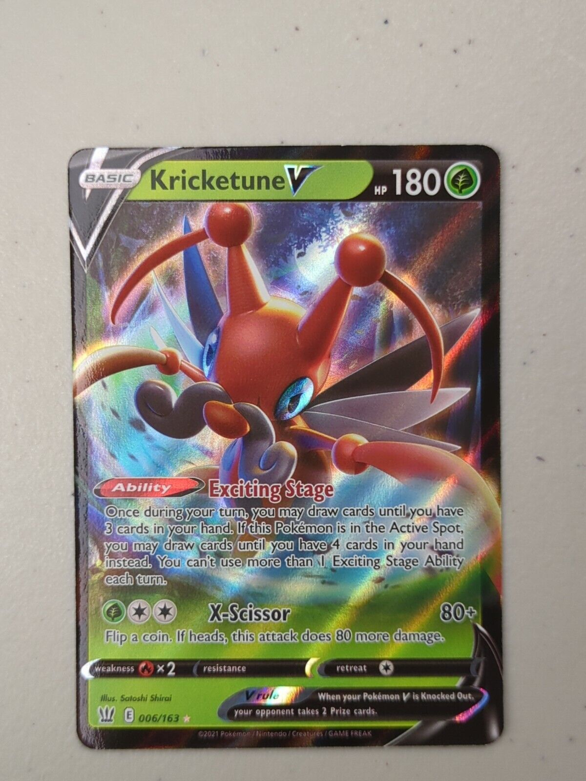 Kricketune V - 006/163 - Ultra Rare Battle Styles - Pokemon Card - NM