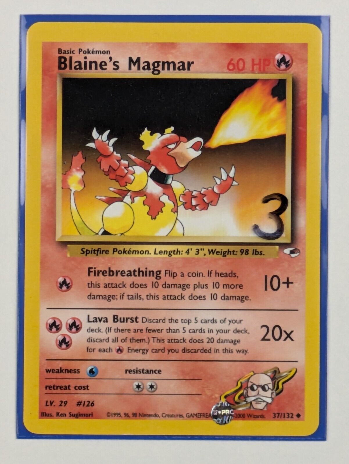 Blaine's Magmar - 37/132 - Uncommon Unlimited Gym Heroes - Pokemon Card - NM