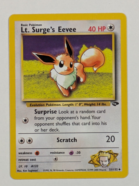 Lt. Surge's Eevee - 51/132 - Uncommon Unlimited Gym Challenge - Pokemon - NM