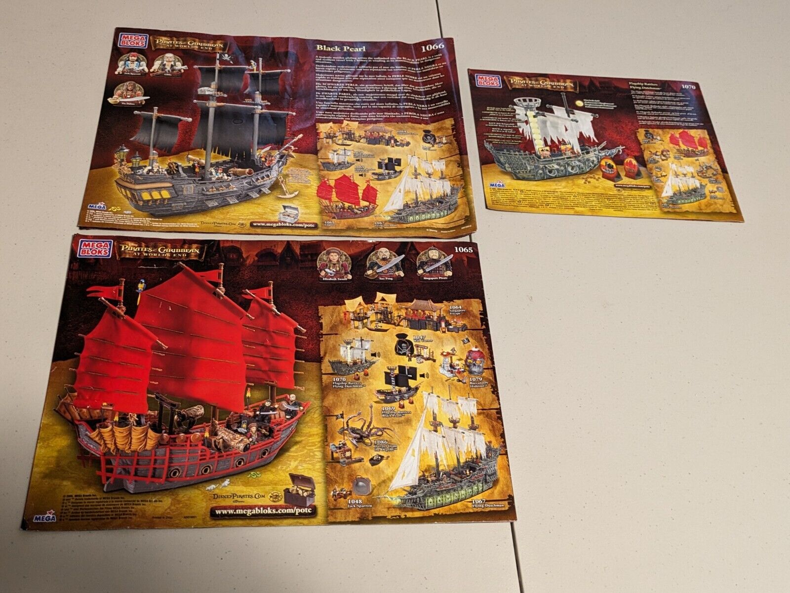 Mega Bloks Pirates of the Caribbean Sets: Sao Feng 1065, Black Pearl 1066, 1070