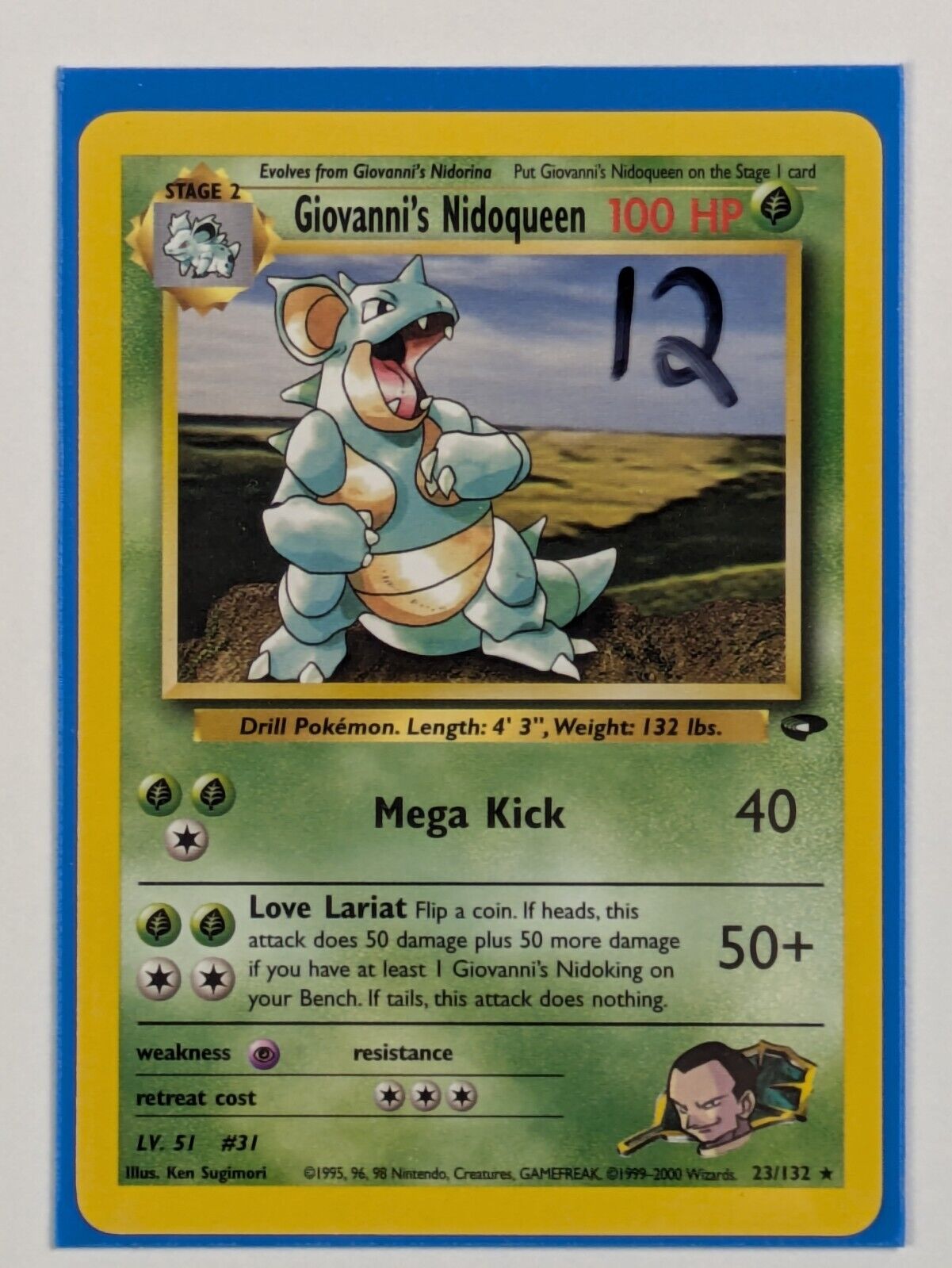 Giovanni's Nidoqueen - 23/132 - Rare Unlimited Gym Challenge - Pokemon Card - NM