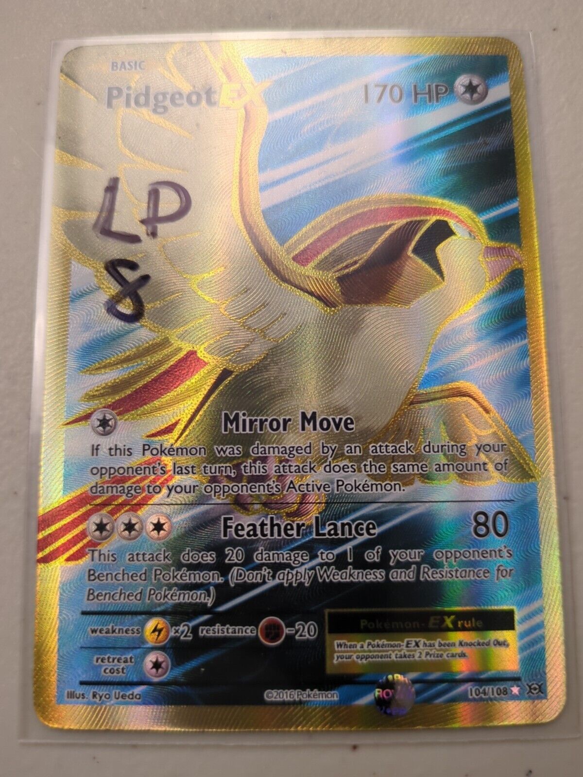 Pidgeot EX - 104/108 - Full Art Ultra Rare Evolutions Set - Pokemon Card - LP