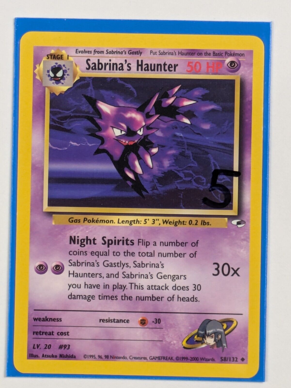 Sabrina's Haunter - 58/132 - Uncommon Unlimited Gym Heroes - Pokemon Card - NM