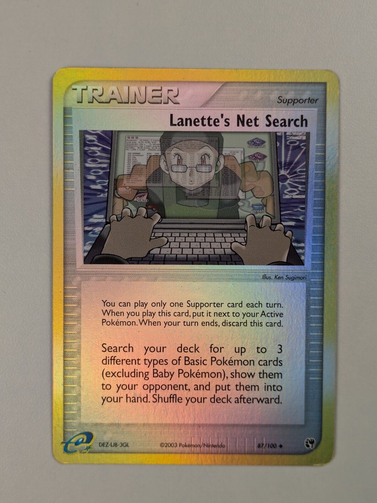 Lanette's Net Search - 87/100 - Reverse Holo Sandstorm - Pokemon Card - NM