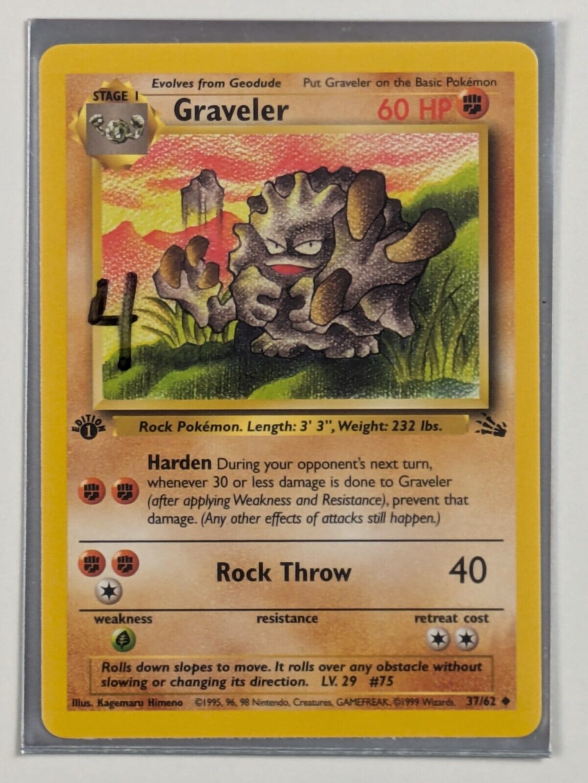 Graveler - 37/62 - Uncommon 1st Edition Fossil - Pokemon Card - NM