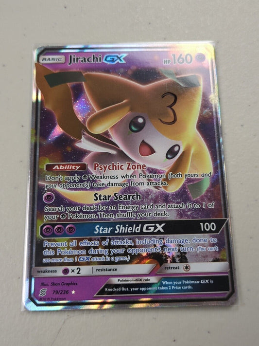 Jirachi GX - 79/236 - Full Art Ultra Rare Unified Minds Set - Pokemon Cards - NM