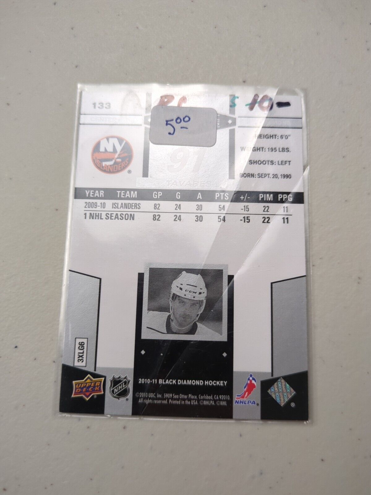 2010-11 Upper Deck Black Diamond Hockey Card John Tavares Islanders NO #133