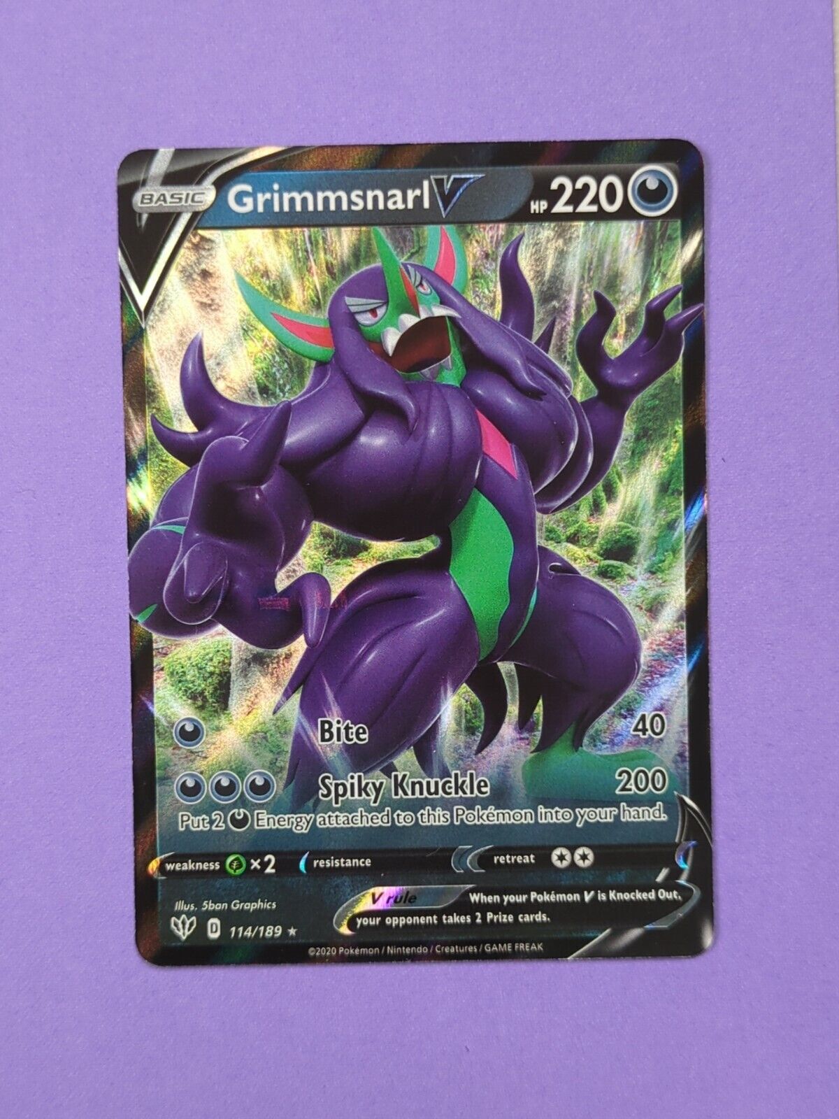 Grimmsnarl V - 114/189 - Ultra Rare Darkness Ablaze - Pokemon - NM