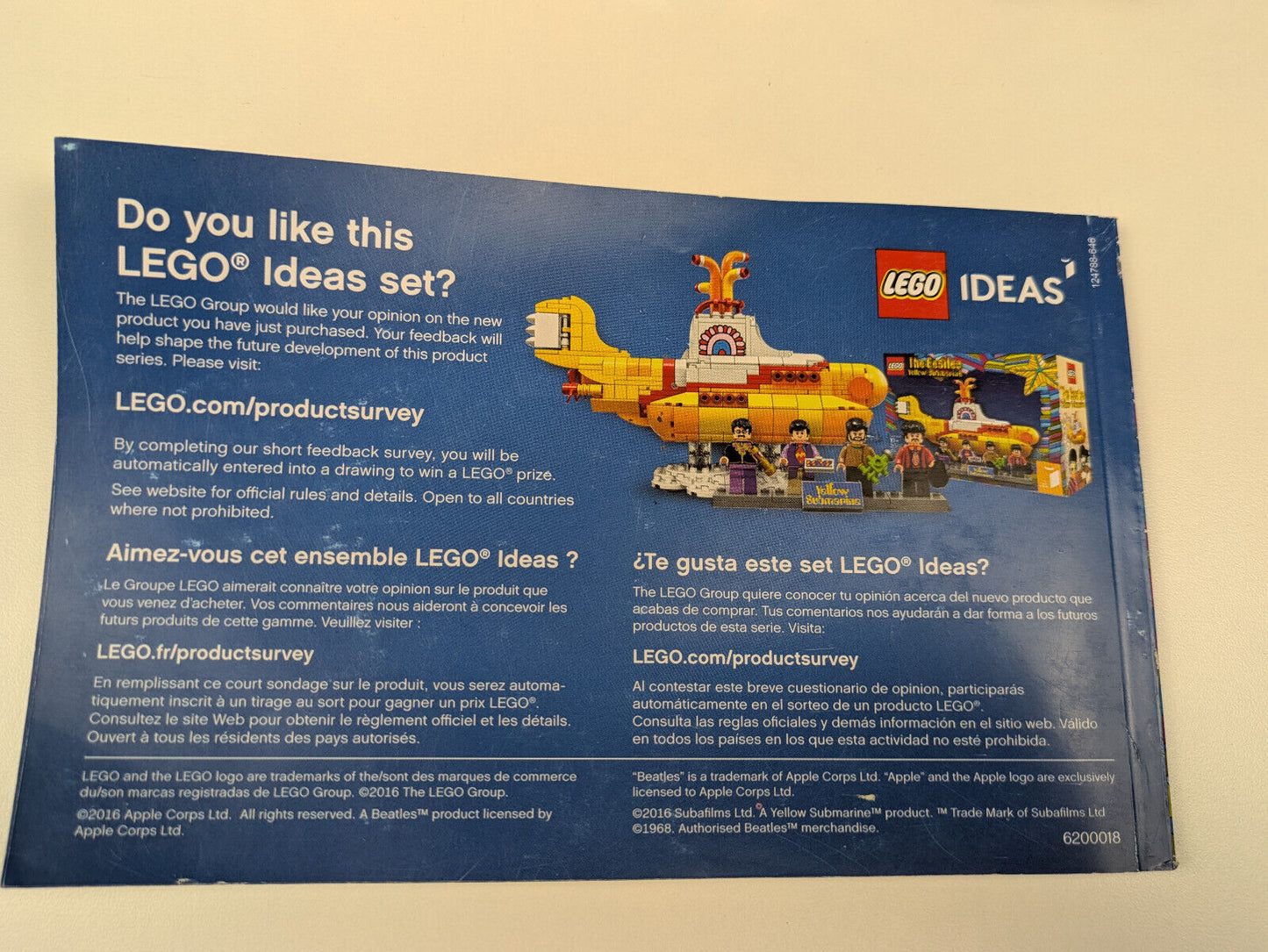 Lego LEGO Ideas (CUUSOO): Yellow Submarine Set 21306 - w/ Instructions