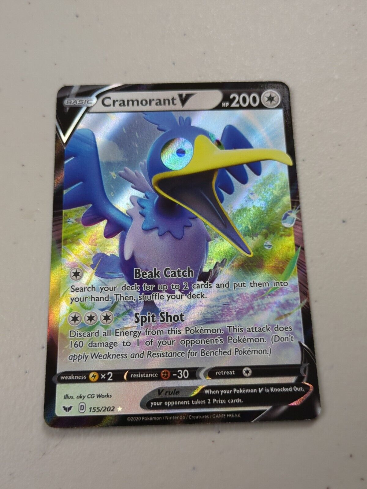 Cramorant V - 155/202 - Ultra Rare Sword & Shield Set - Pokemon Card - NM