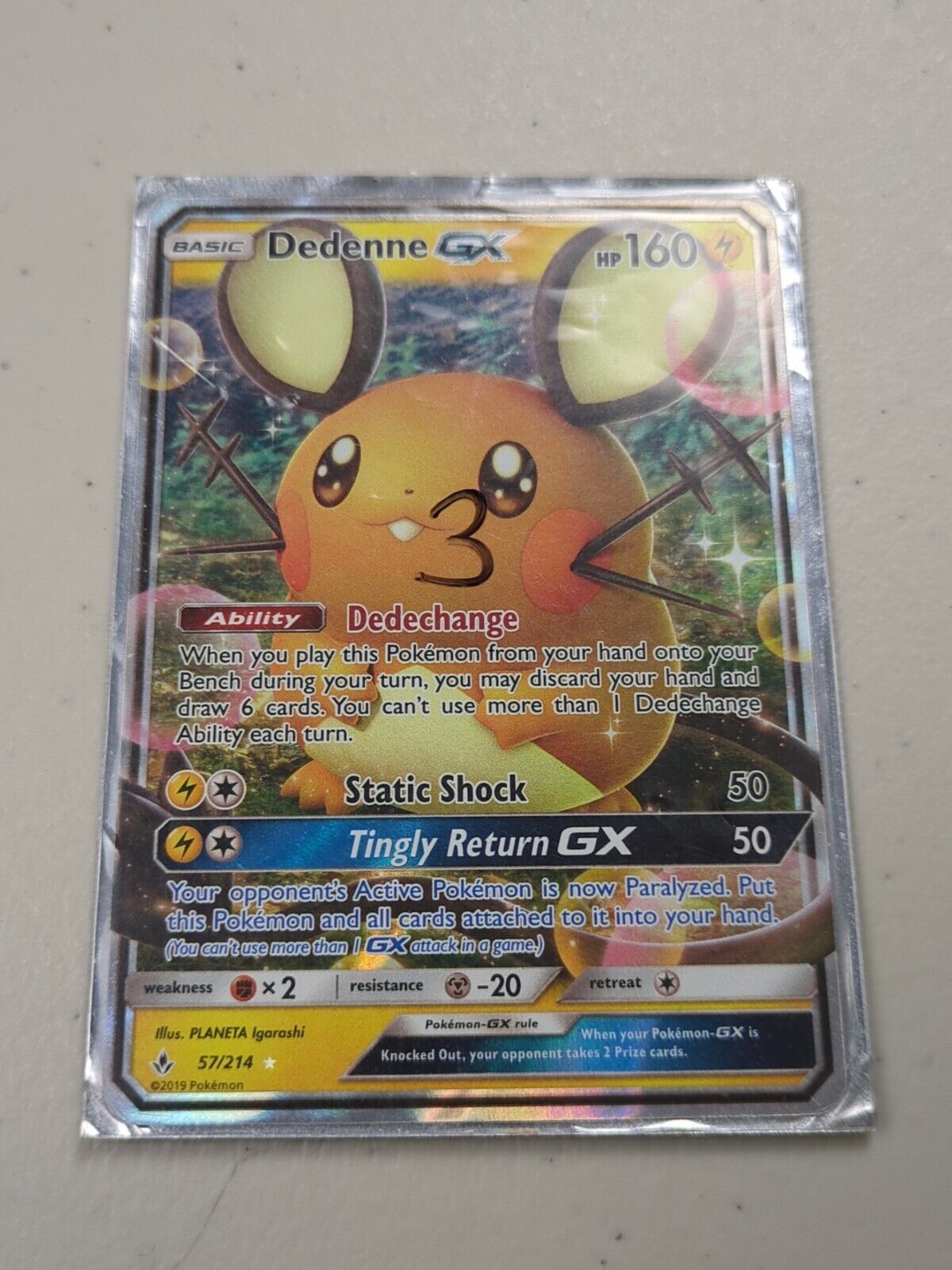 Dedenne GX - 57/214 - Full Art Ultra Rare Unbroken Bonds Set - Pokemon Card - NM