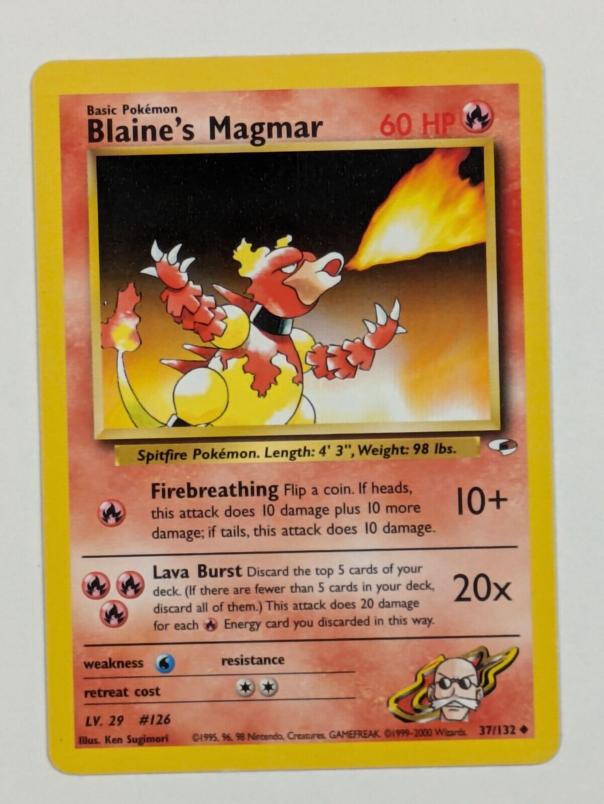 Blaine's Magmar - 37/132 - Uncommon Unlimited Gym Heroes - Pokemon Card - NM