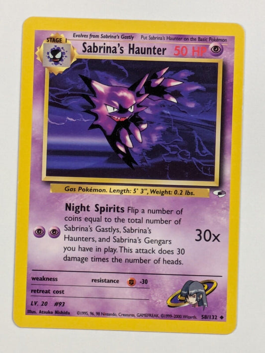 Sabrina's Haunter - 58/132 - Uncommon Unlimited Gym Heroes - Pokemon Card - NM