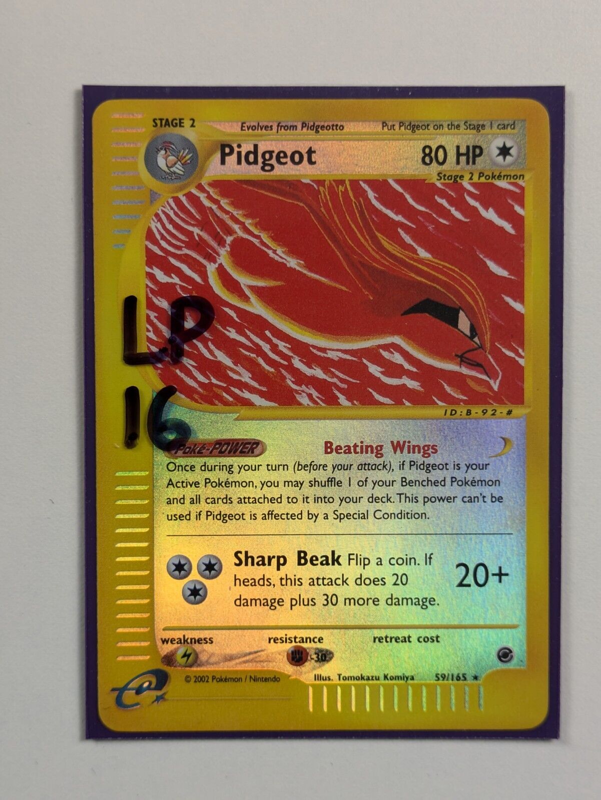 Pidgeot - 59/165 - Rare Reverse Holo Expedition - Pokemon Card - LP