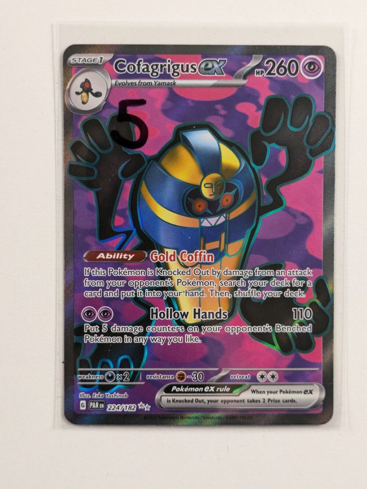 Cofagrigus EX - 224/182 - Full Art Secret Rare Paradox Rift - Pokemon Card - NM