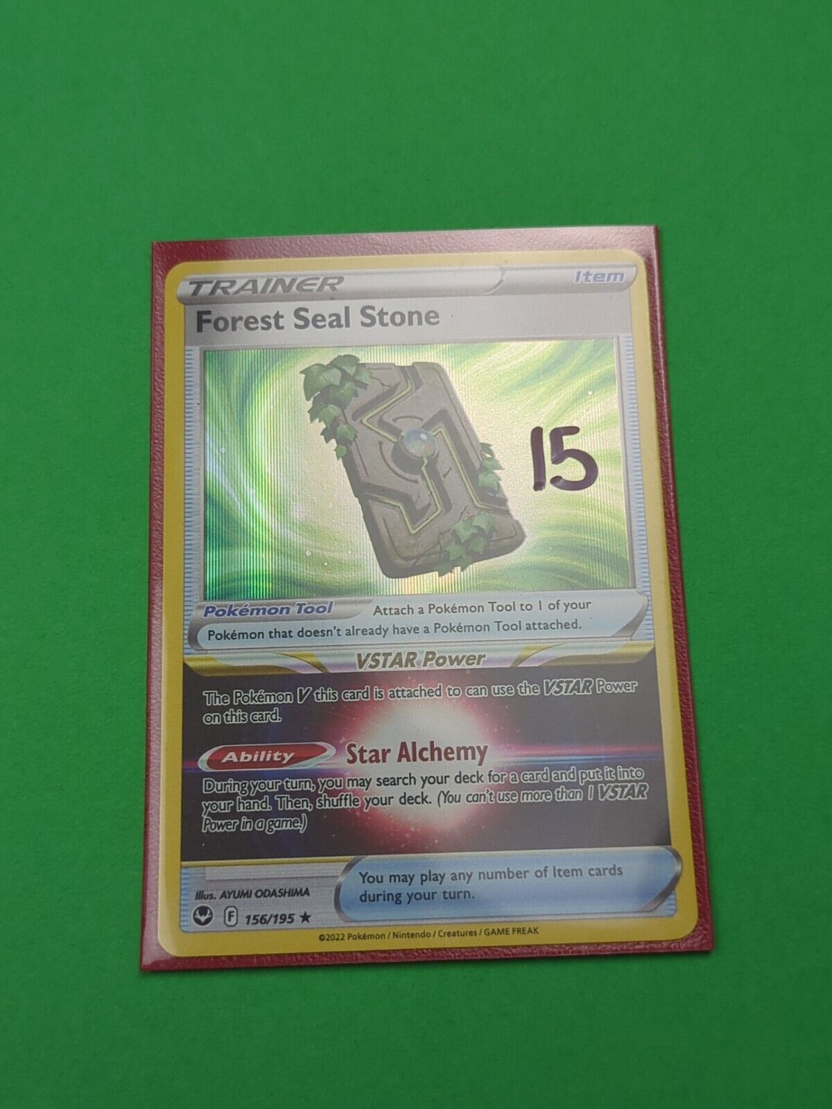 Forest Seal Stone - 156/195 - Holo Rare Silver Tempest - Pokemon Card - NM