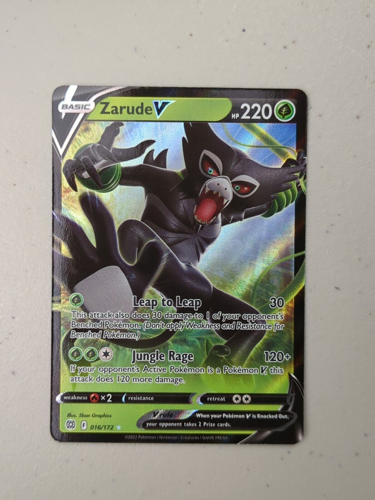 Zarude V - 016/172 - Ultra Rare Brilliant Stars - Pokemon Card - NM