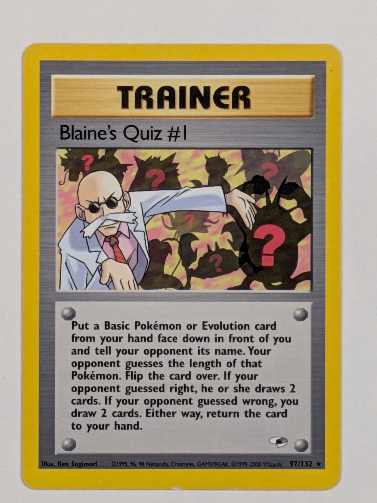 Blaine's Quiz #1 - 97/132 - Rare Unlimited Gym Heroes - Pokemon Card - NM