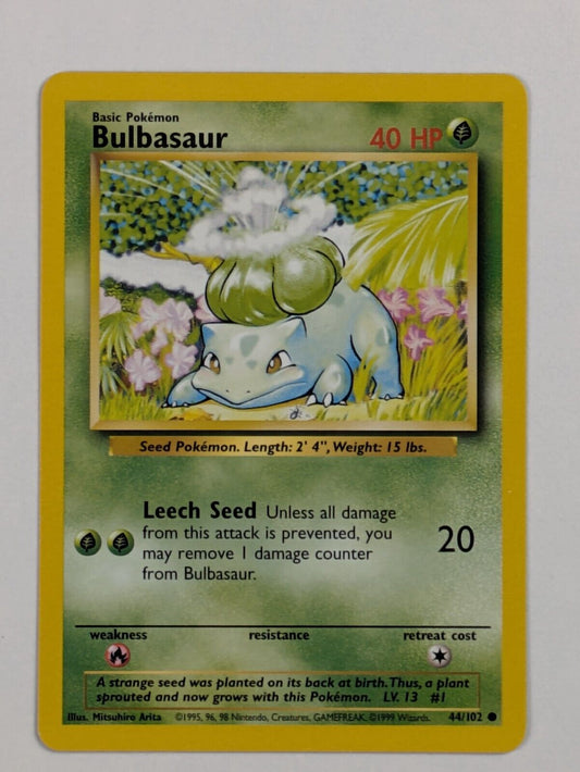 Bulbasaur - 44/102 - Common Unlimited Base Set - Pokemon Card - NM