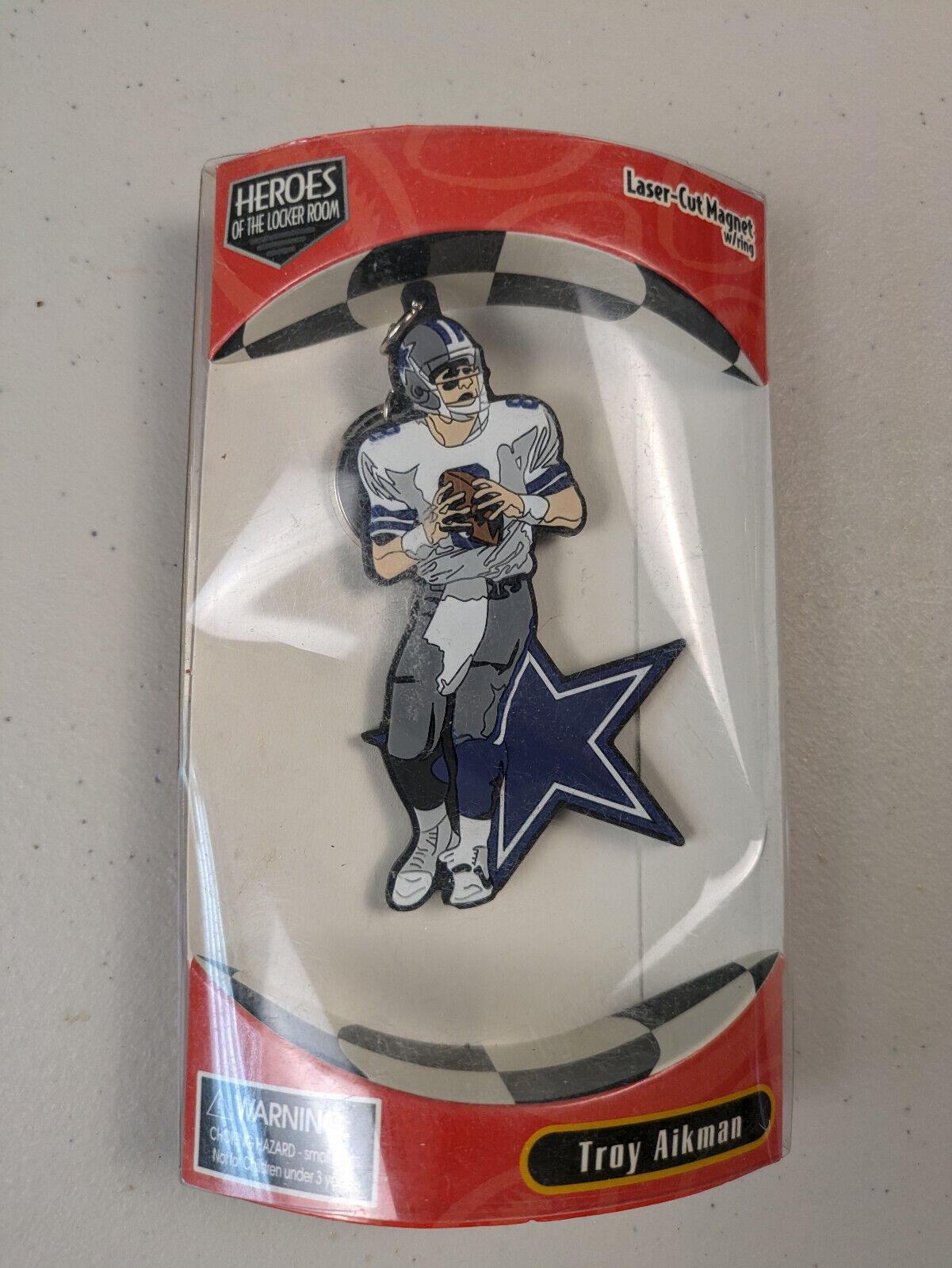 Troy Aikman Seattle Dallas Cowboys Player Laser-Cut Magnetic Keychain 1998 New